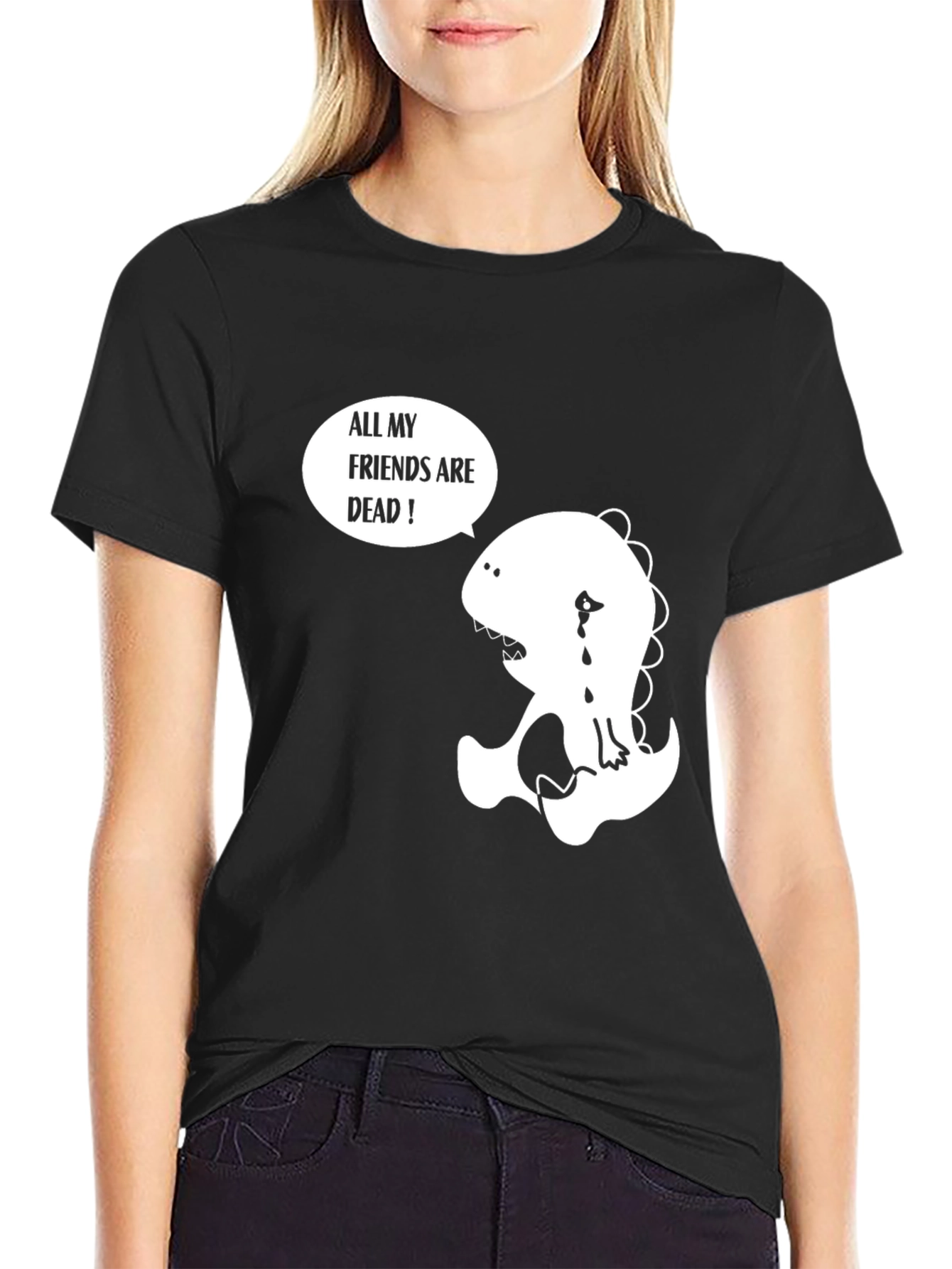 Sad Dinosaur T-Shirt - All My Friends Are Dead