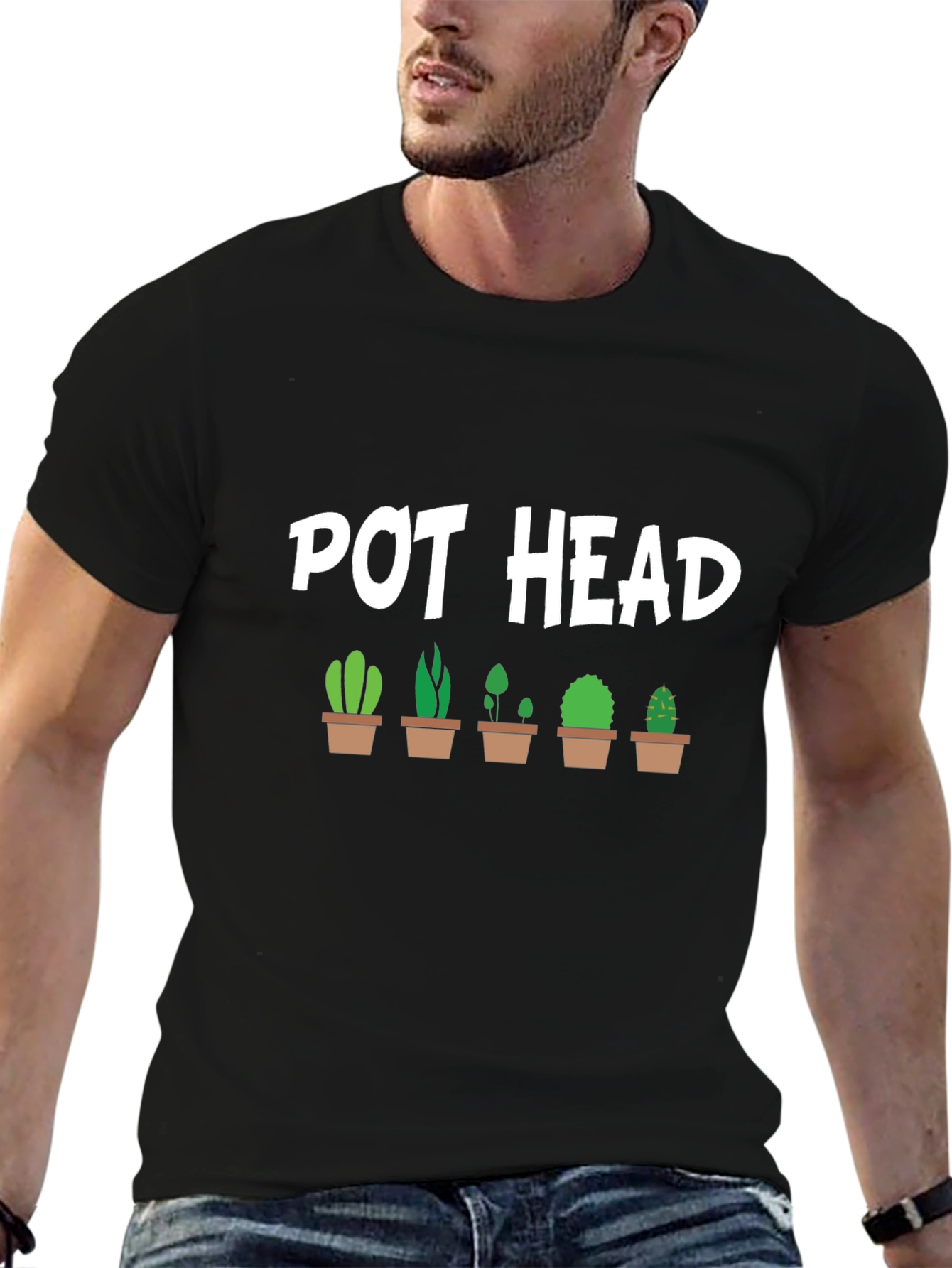 Pot Head Cactus T-Shirt - Novelty Graphic Tee