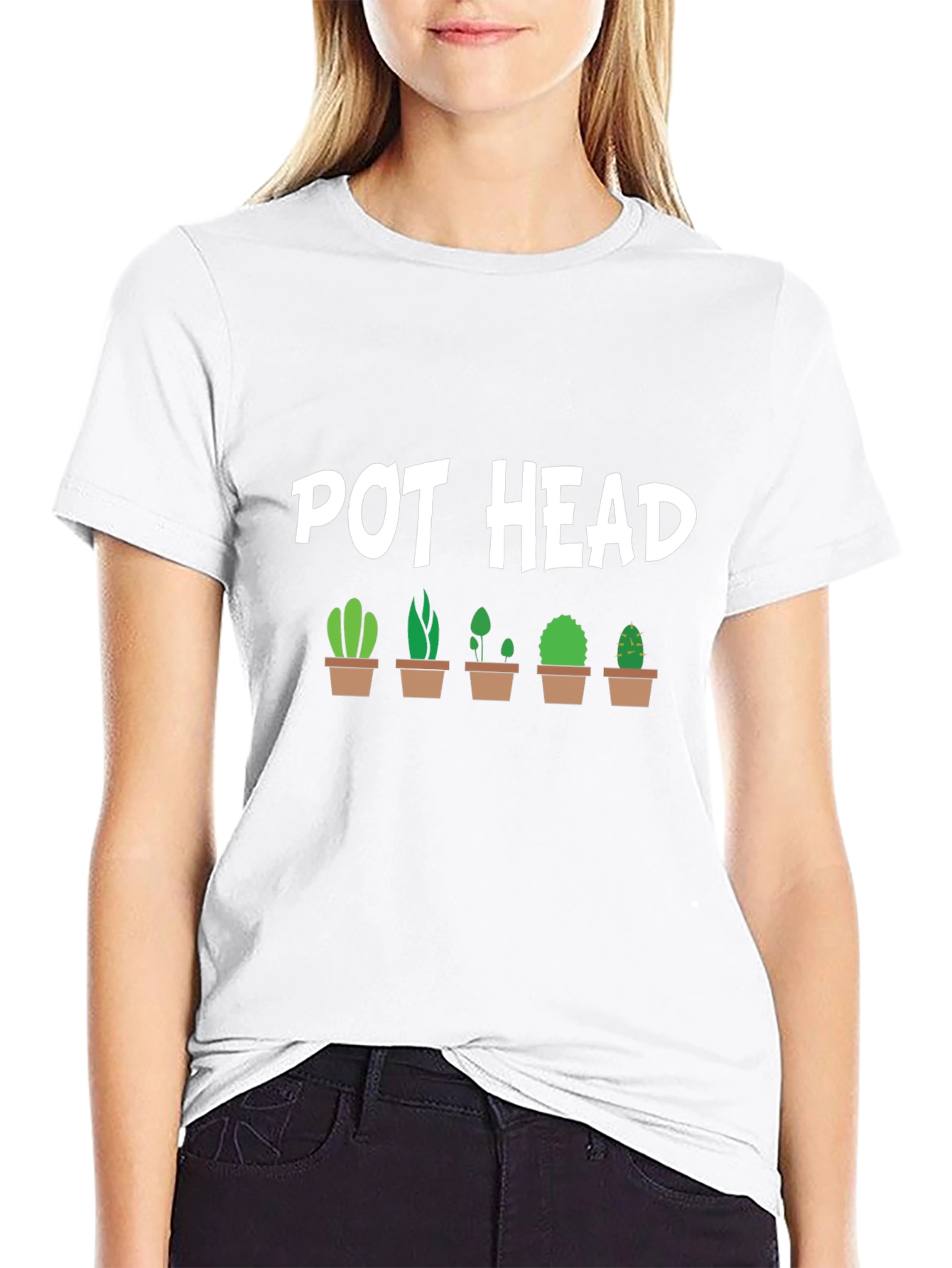 Pot Head Cactus T-Shirt - Novelty Graphic Tee