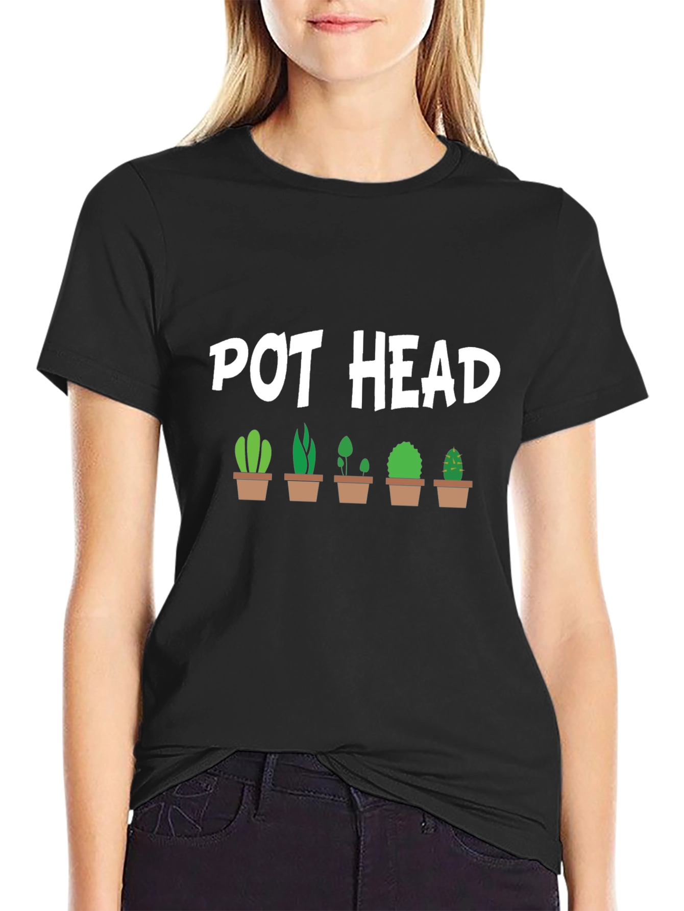 Pot Head Cactus T-Shirt - Novelty Graphic Tee