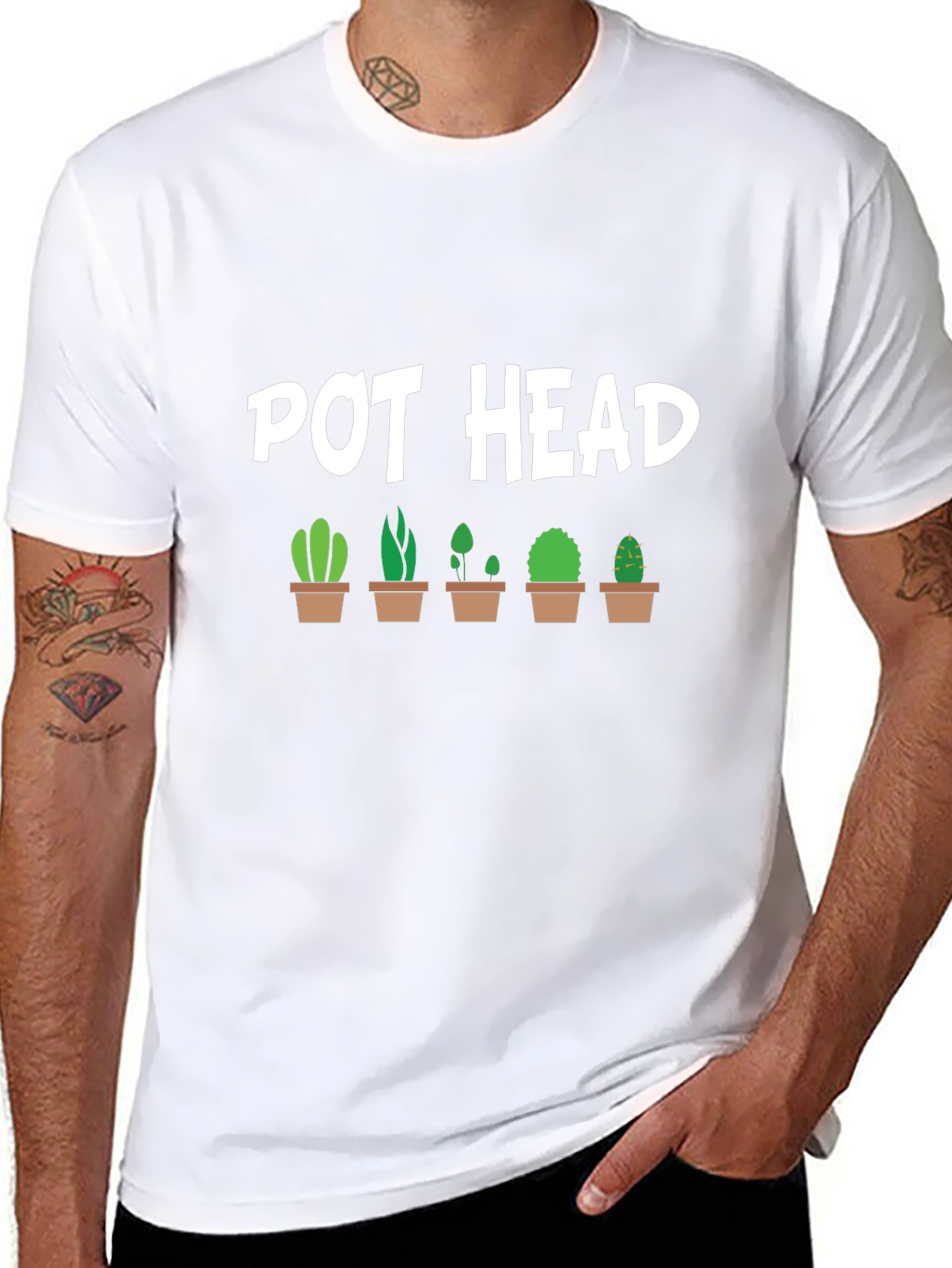 Pot Head Cactus T-Shirt - Novelty Graphic Tee