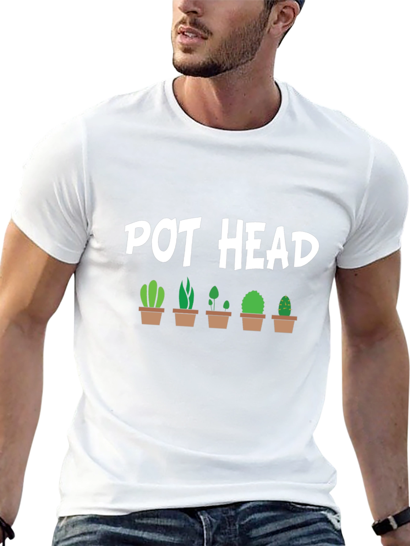 Pot Head Cactus T-Shirt - Novelty Graphic Tee