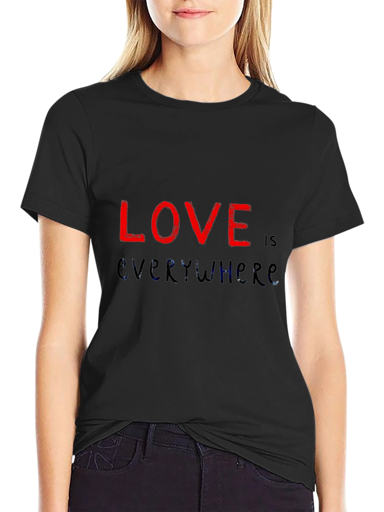 Love is Everywhere Graphic Black T-Shirt