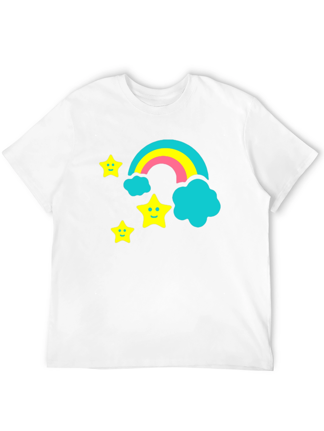 Rainbow & Stars Graphic Tee - Fun Black T-Shirt