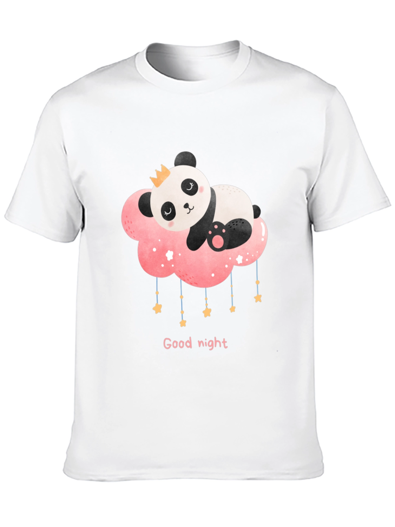 Cute Panda Cloud Good Night Black T-Shirt