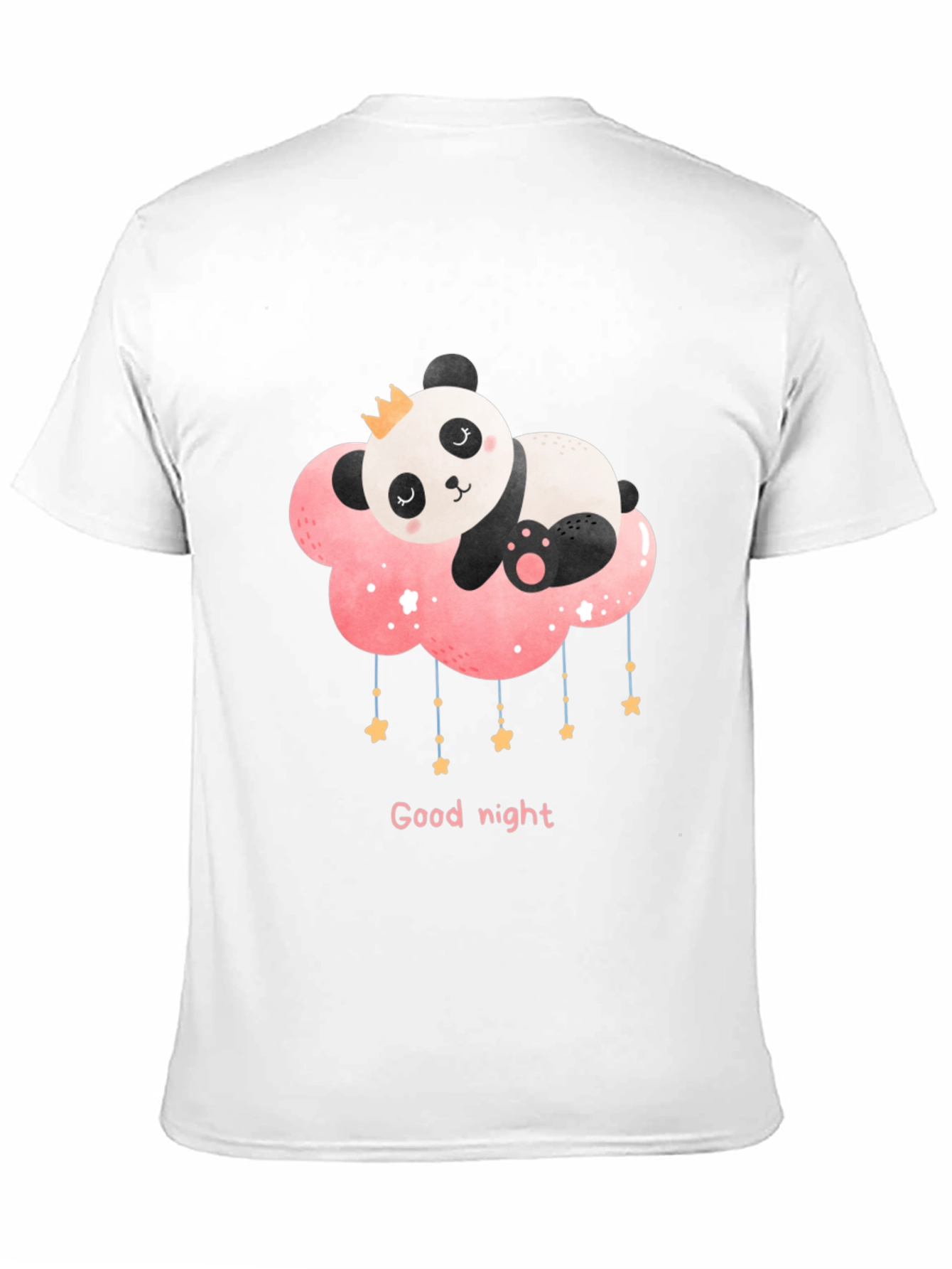 Cute Panda Cloud Good Night Black T-Shirt
