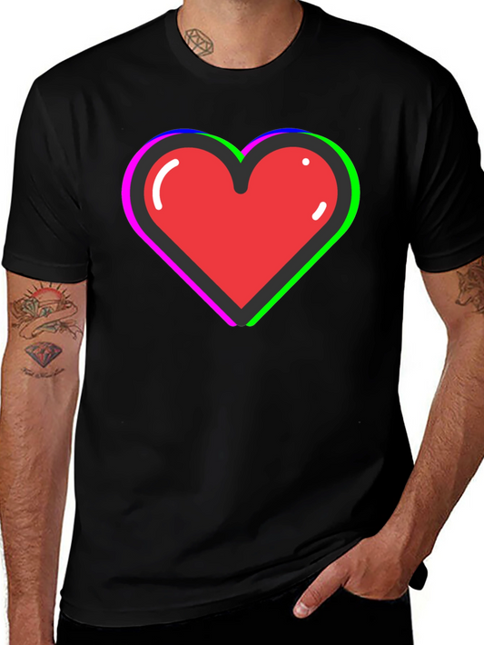 Funky Heart Tee: Black Cotton Blend