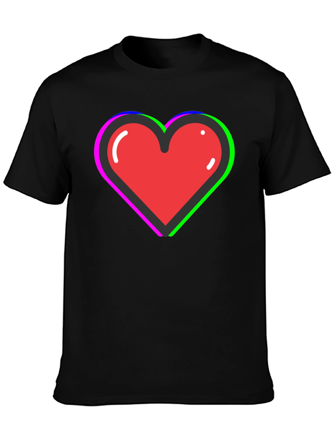 Funky Heart Tee: Black Cotton Blend