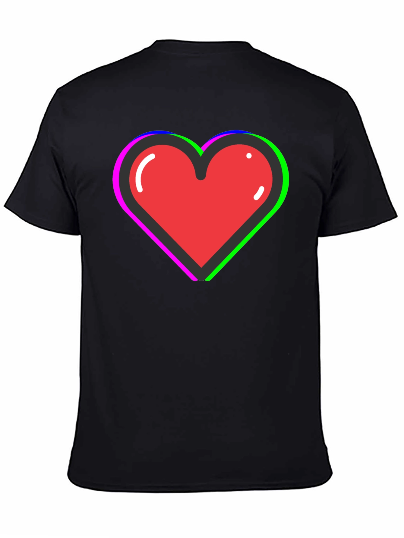 Funky Heart Tee: Black Cotton Blend