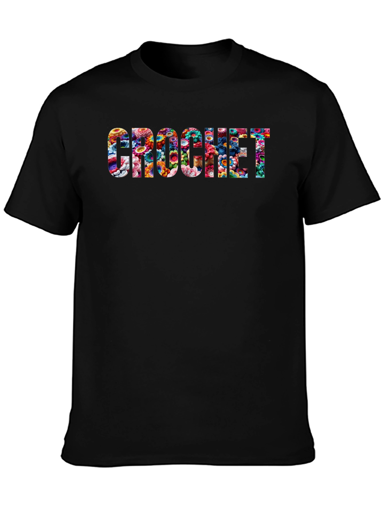 Crochet Floral Filled Graphic Tee - Casual Style