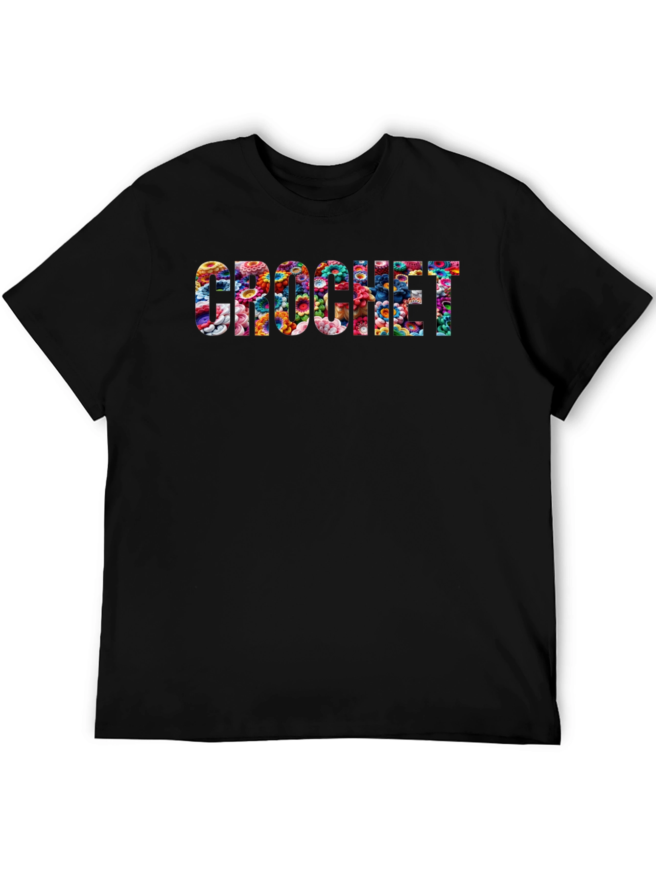 Crochet Floral Filled Graphic Tee - Casual Style