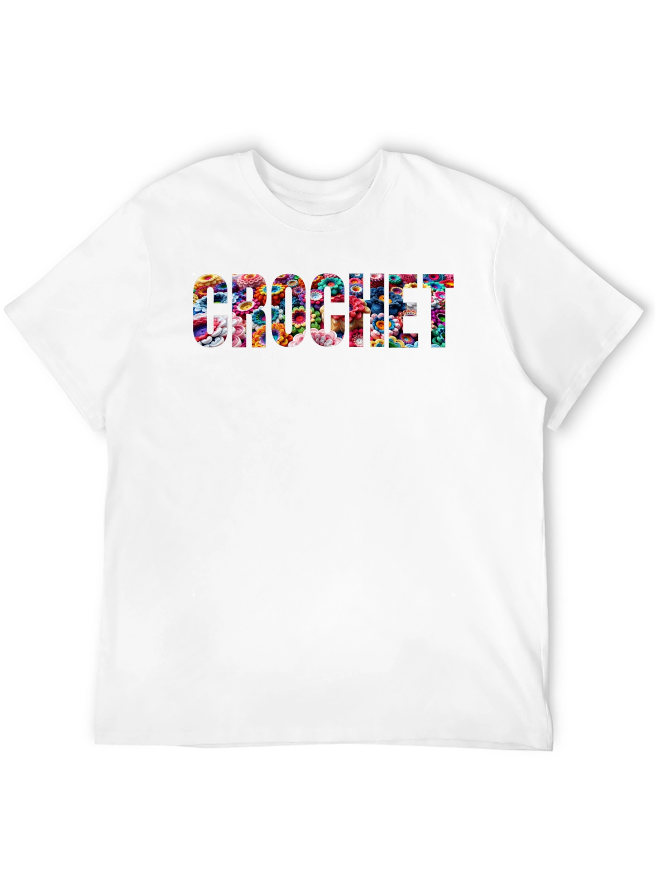 Crochet Floral Filled Graphic Tee - Casual Style