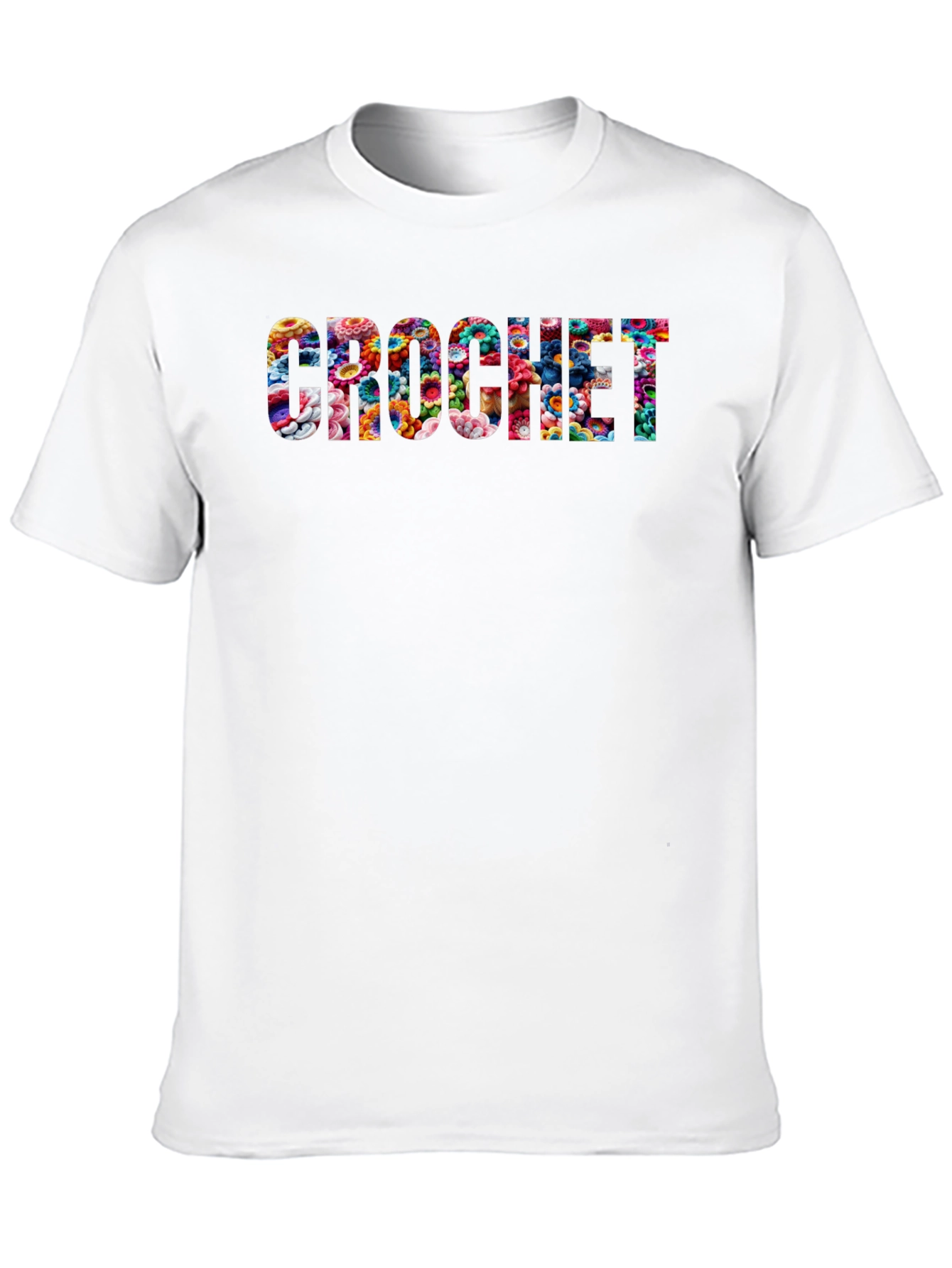 Crochet Floral Filled Graphic Tee - Casual Style