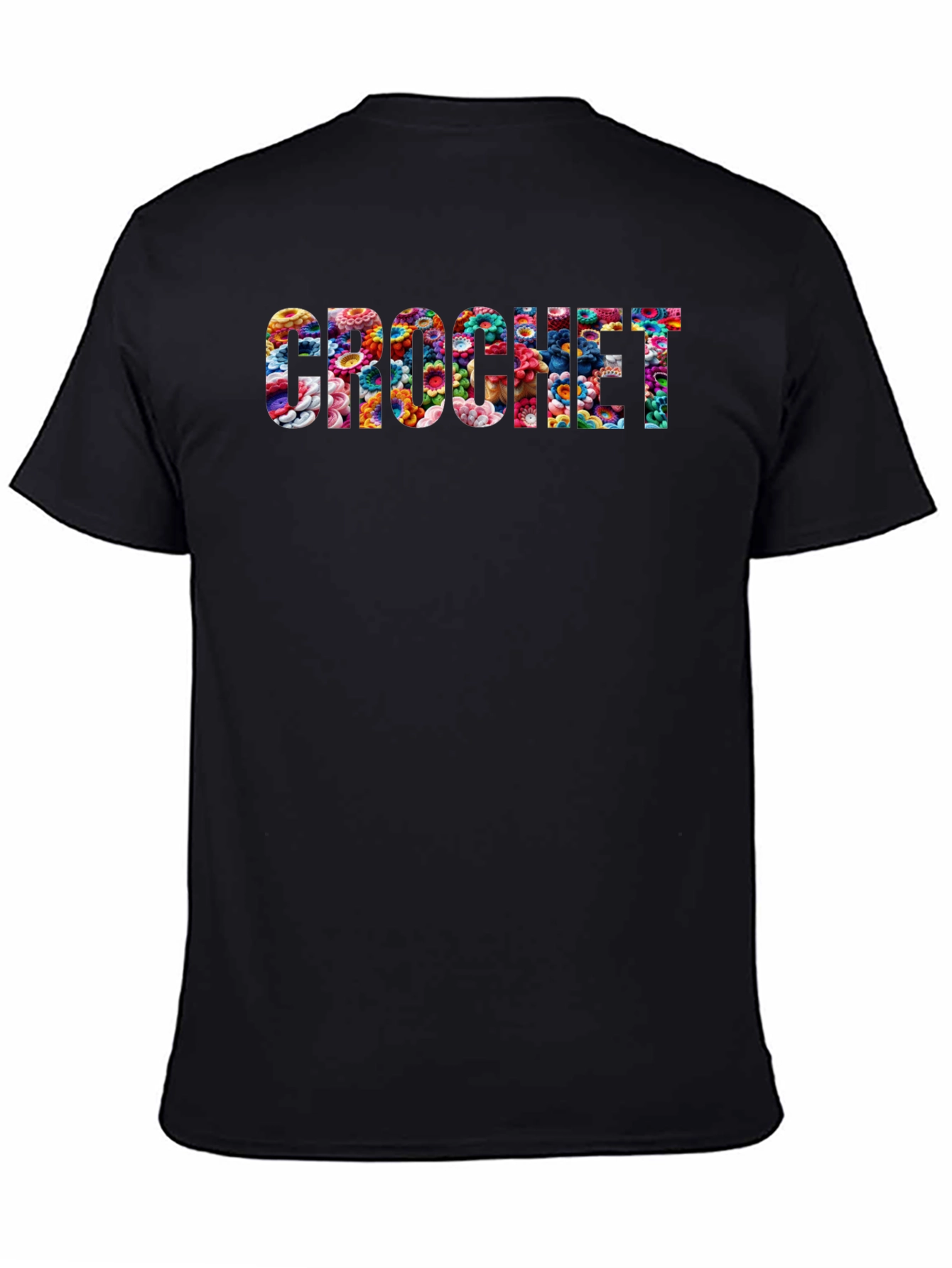 Crochet Floral Filled Graphic Tee - Casual Style