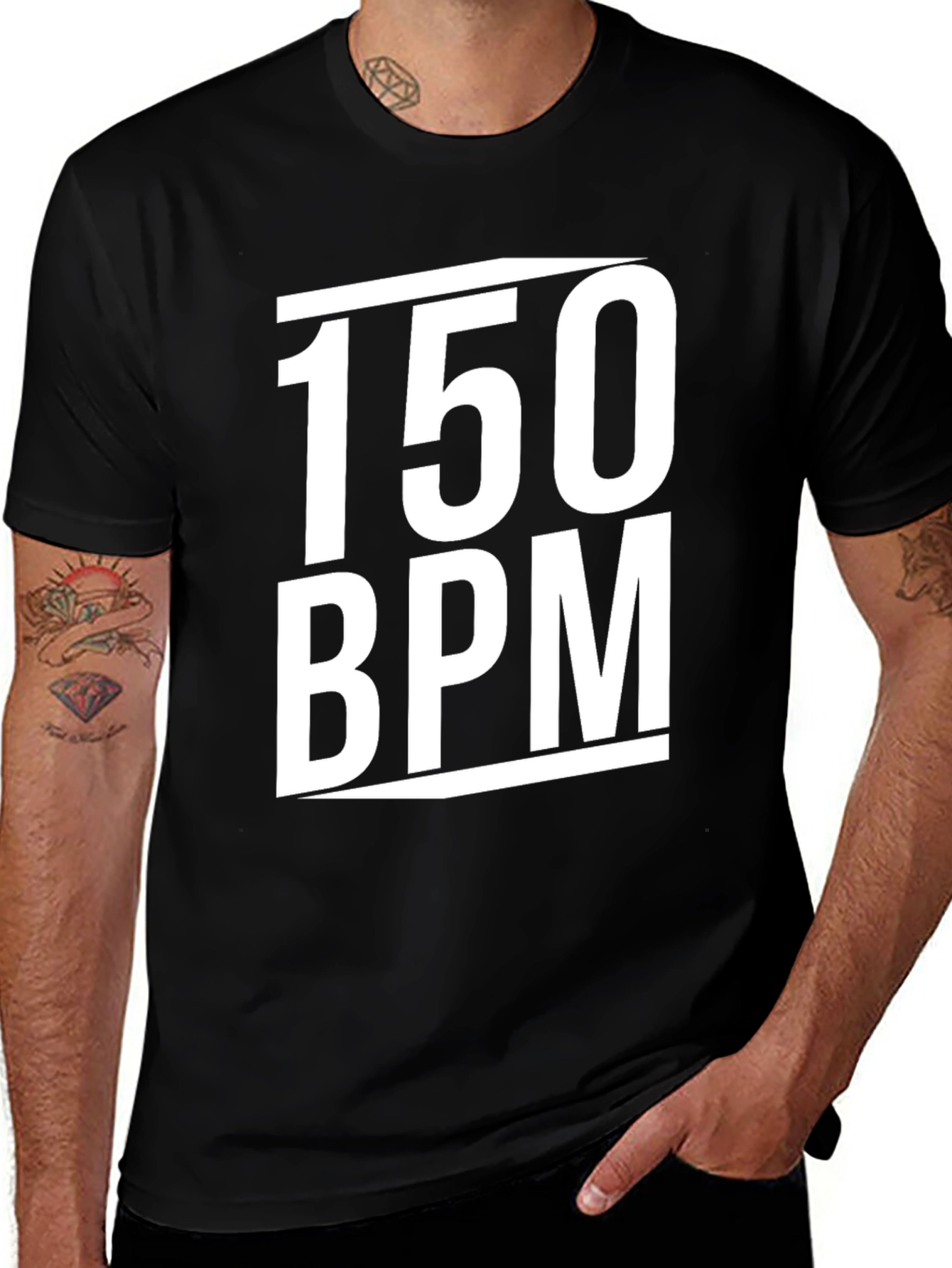 150 BPM Graphic T-Shirt - Black Crew Neck
