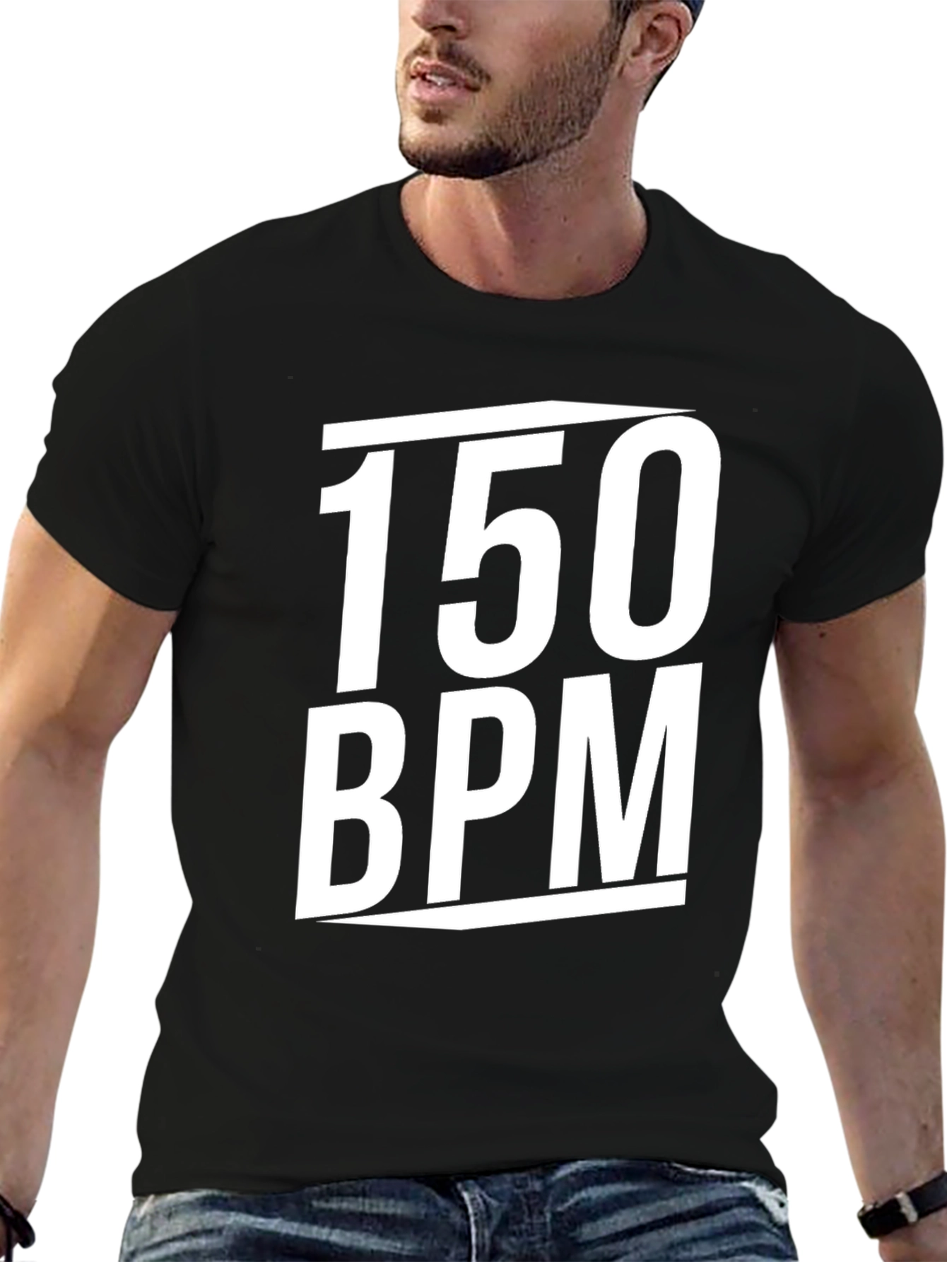 150 BPM Graphic T-Shirt - Black Crew Neck