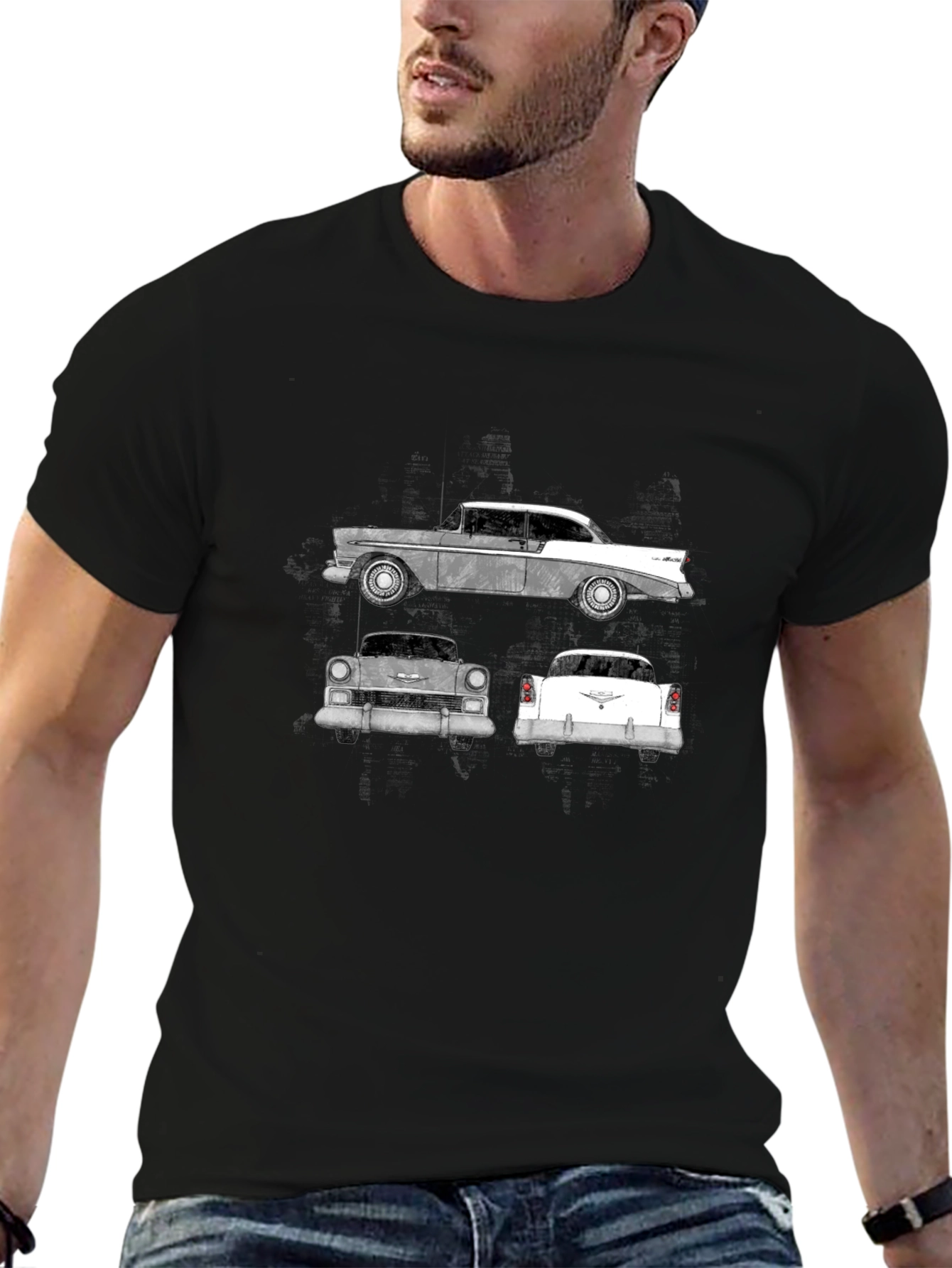 Classic Car Graphic Tee - Black Cotton