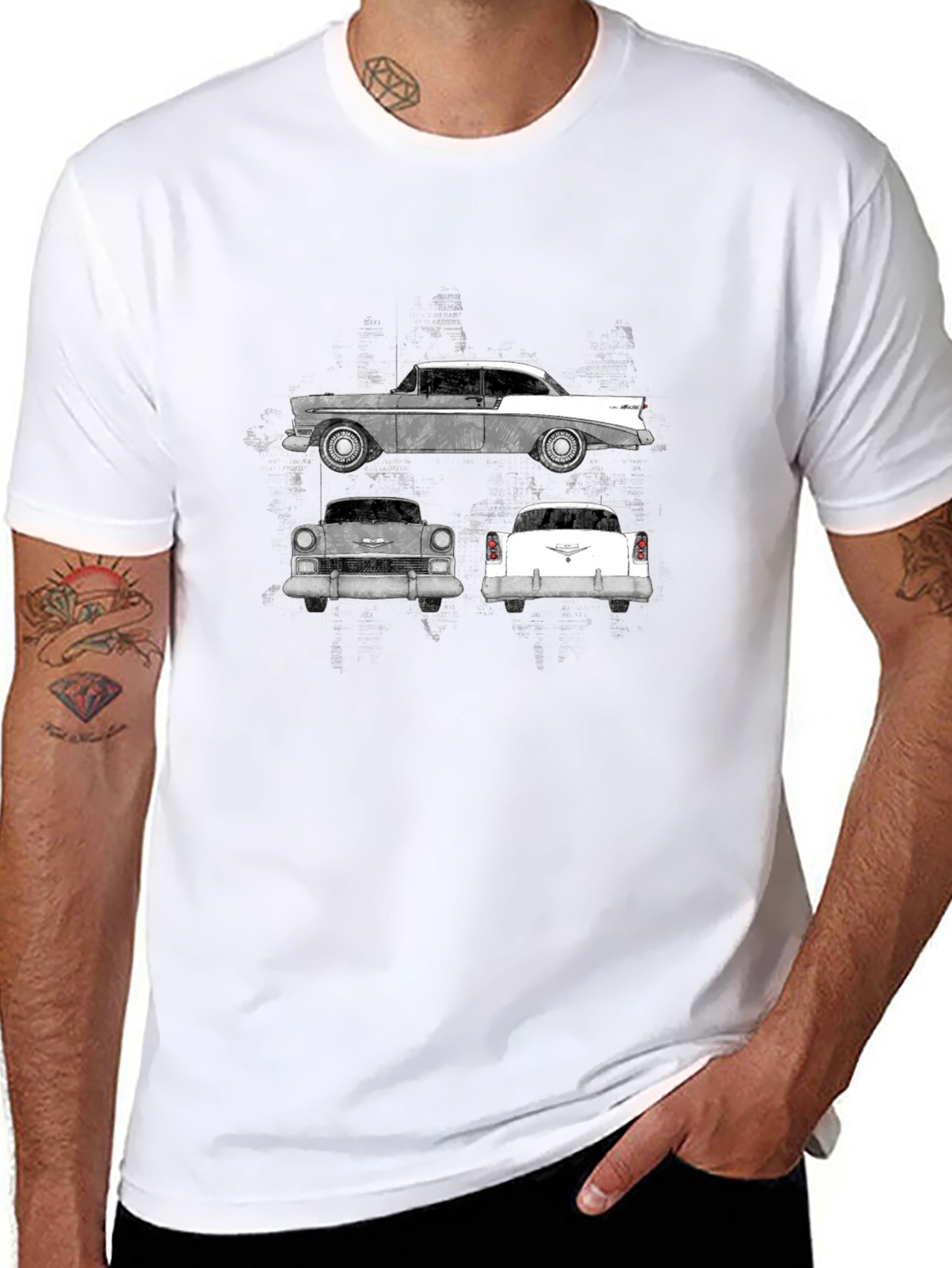 Classic Car Graphic Tee - Black Cotton