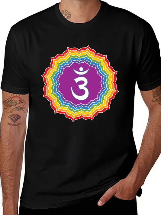 Crown Chakra T-Shirt - Rainbow Om Symbol Tee