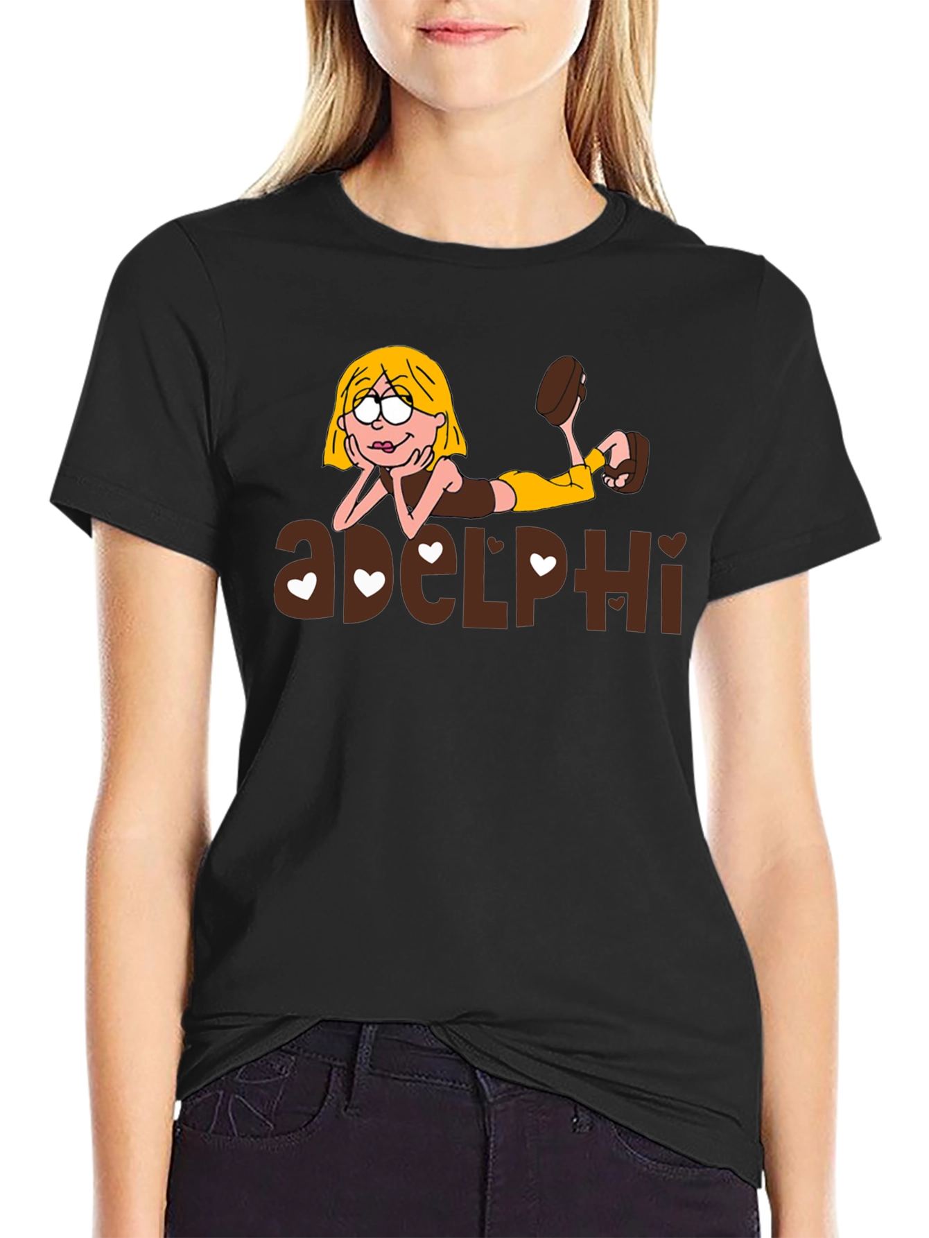 Cartoon Graphic T-Shirt: Girl & adelphi