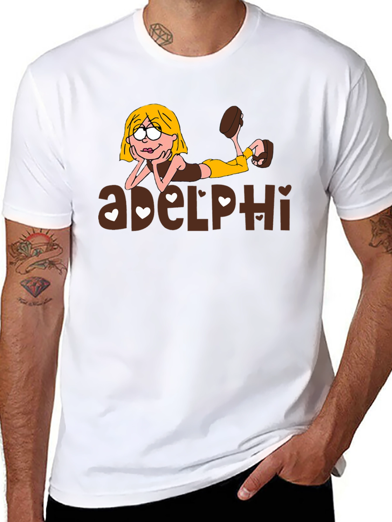 Cartoon Graphic T-Shirt: Girl & adelphi