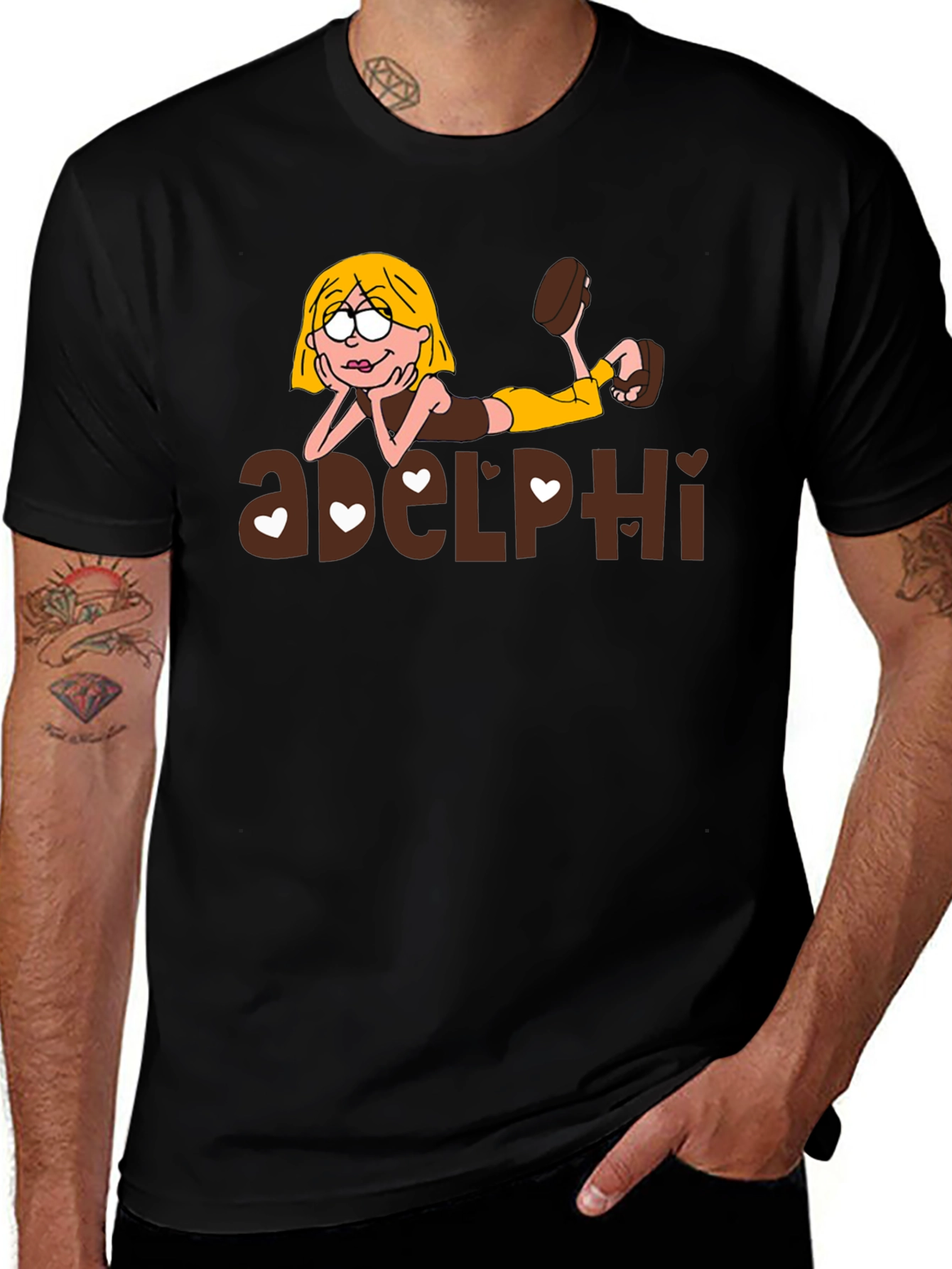Cartoon Graphic T-Shirt: Girl & adelphi
