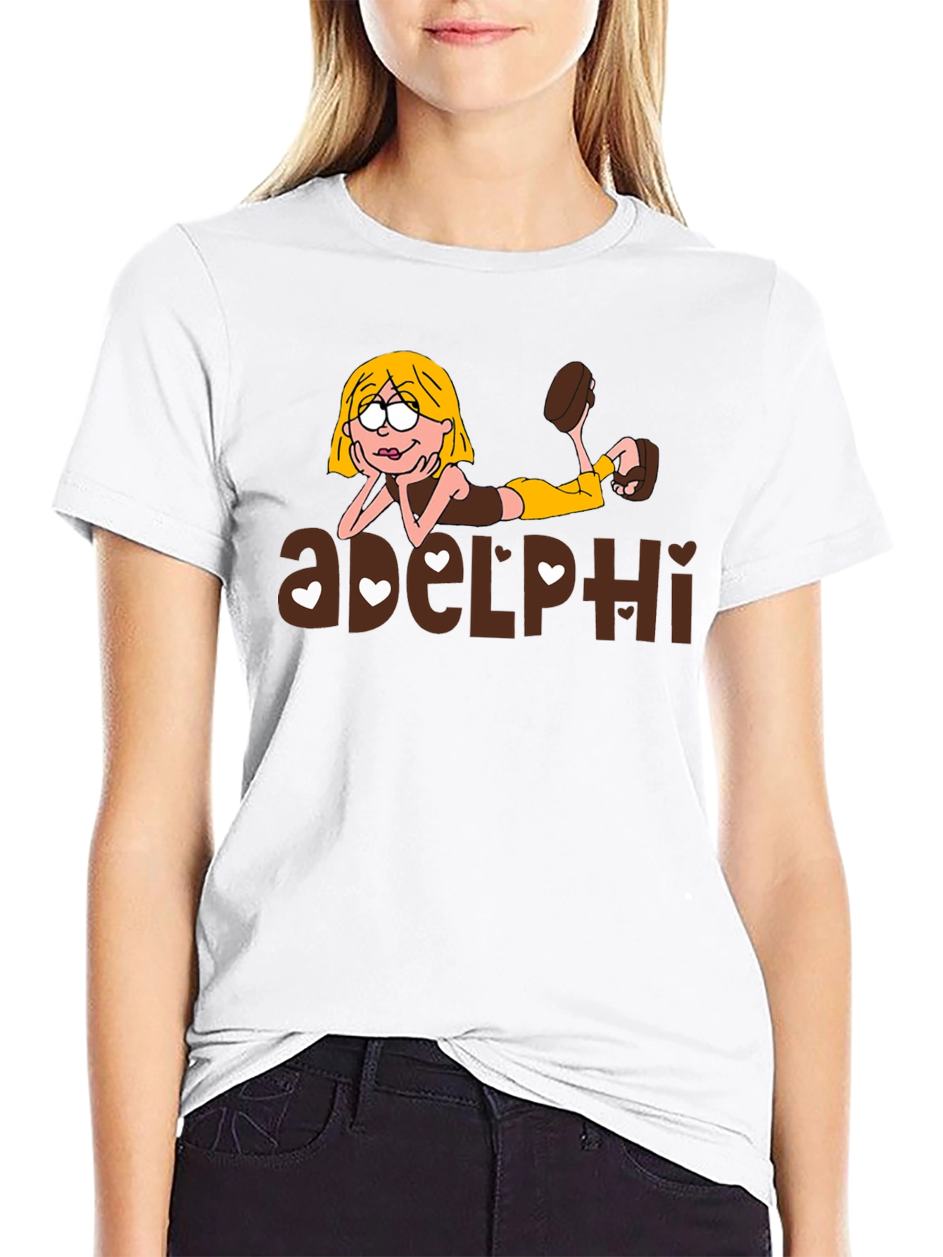 Cartoon Graphic T-Shirt: Girl & adelphi