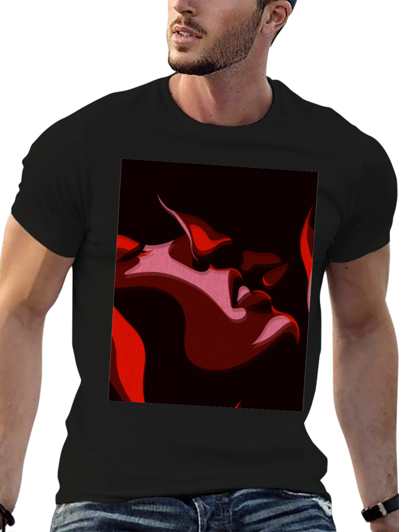 Passionate Kiss Graphic Tee - Black