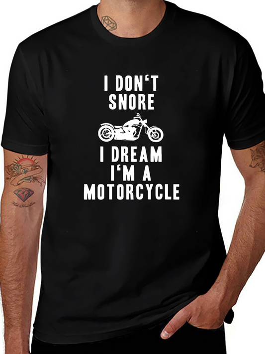 I Dream Im a Motorcycle Graphic Tee - Black Cotton T-Shirt