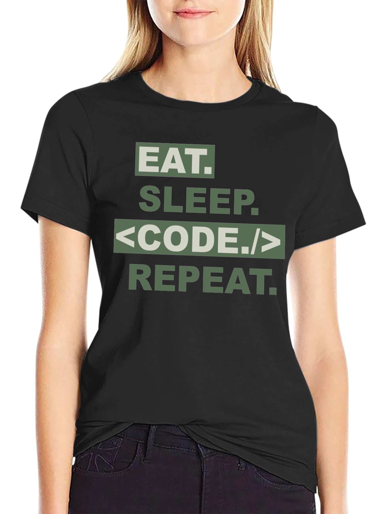 Eat Sleep Code Repeat Black T-Shirt
