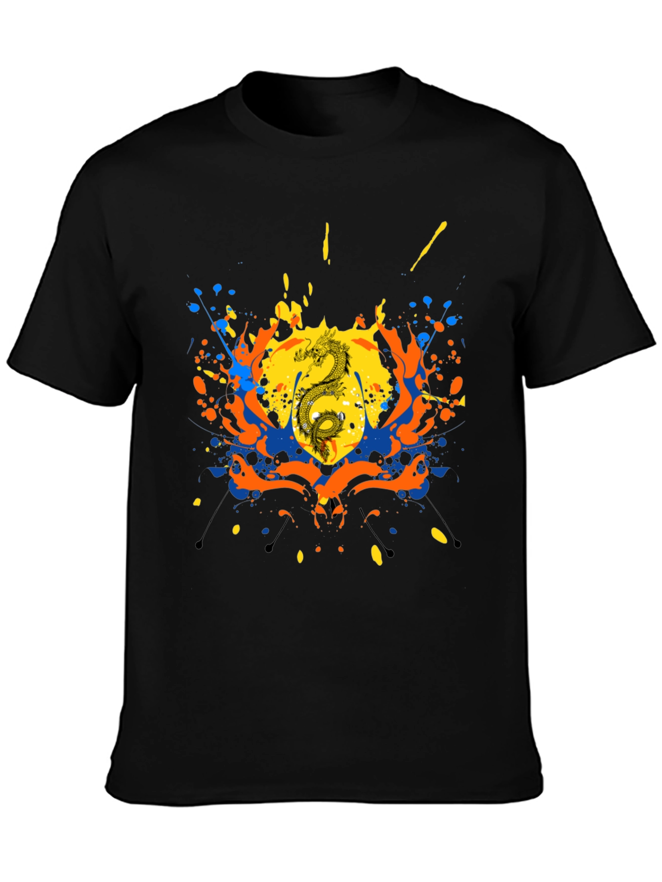 Dragon Splatter Graphic Black T-Shirt
