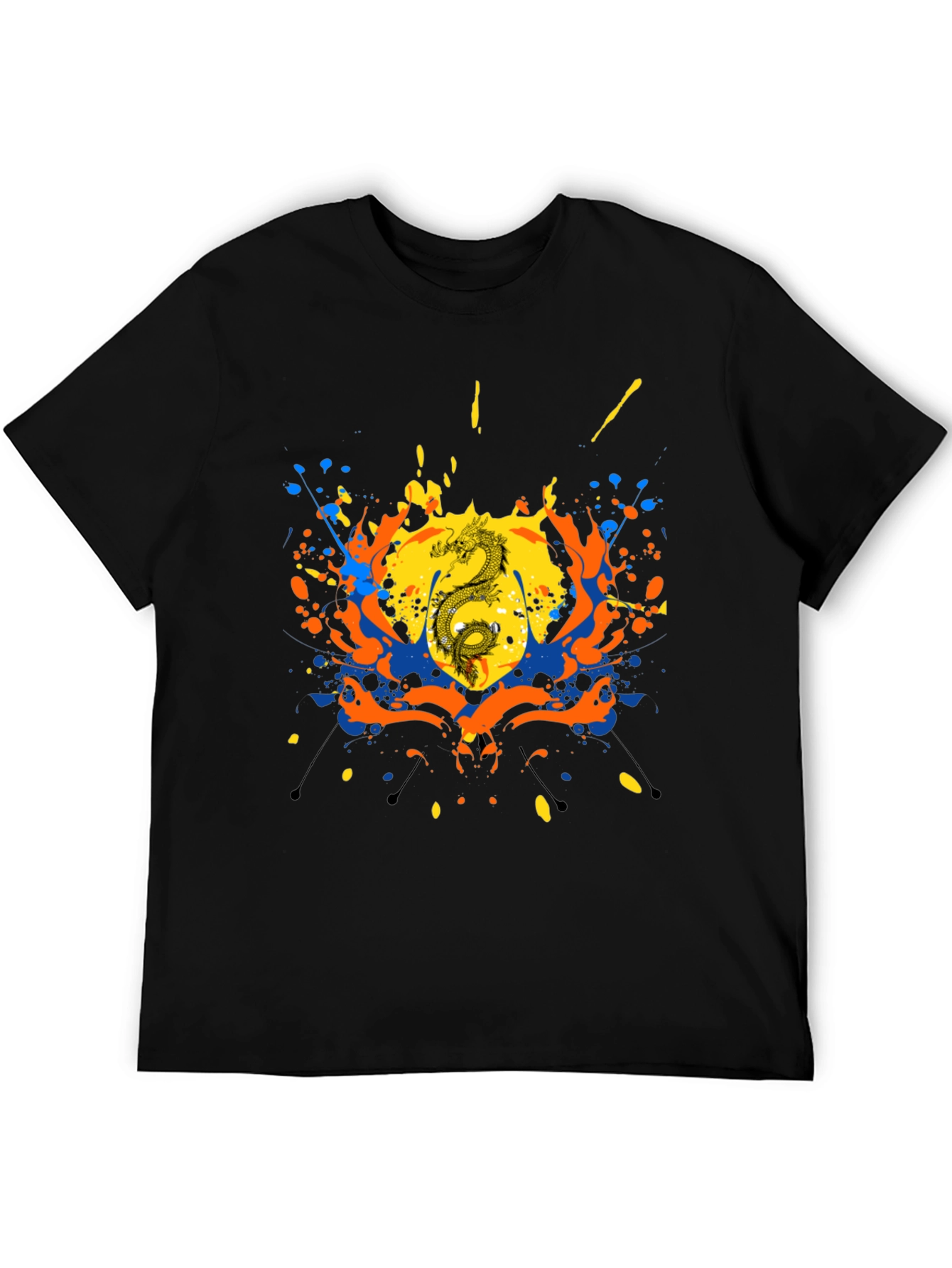 Dragon Splatter Graphic Black T-Shirt