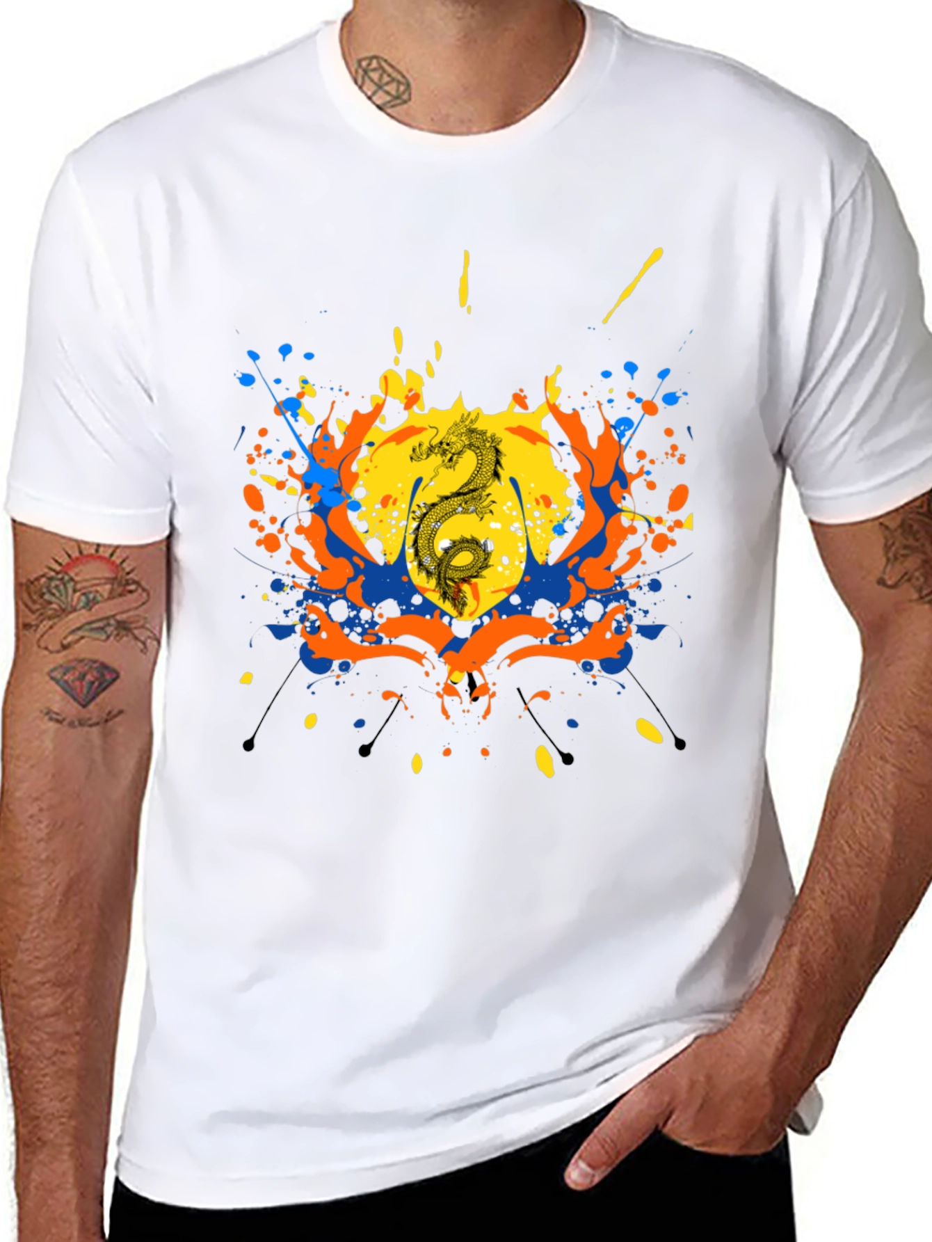 Dragon Splatter Graphic Black T-Shirt