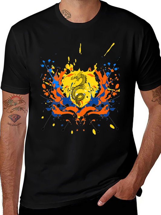 Dragon Splatter Graphic Black T-Shirt