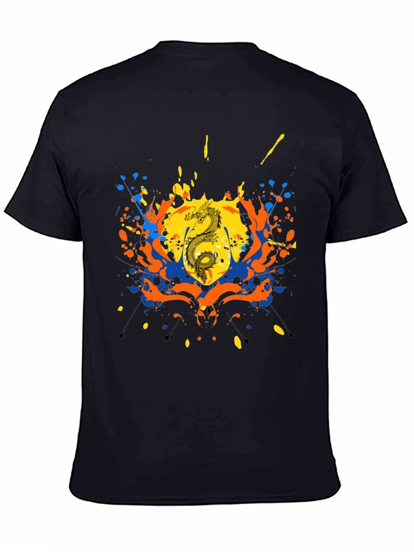 Dragon Splatter Graphic Black T-Shirt
