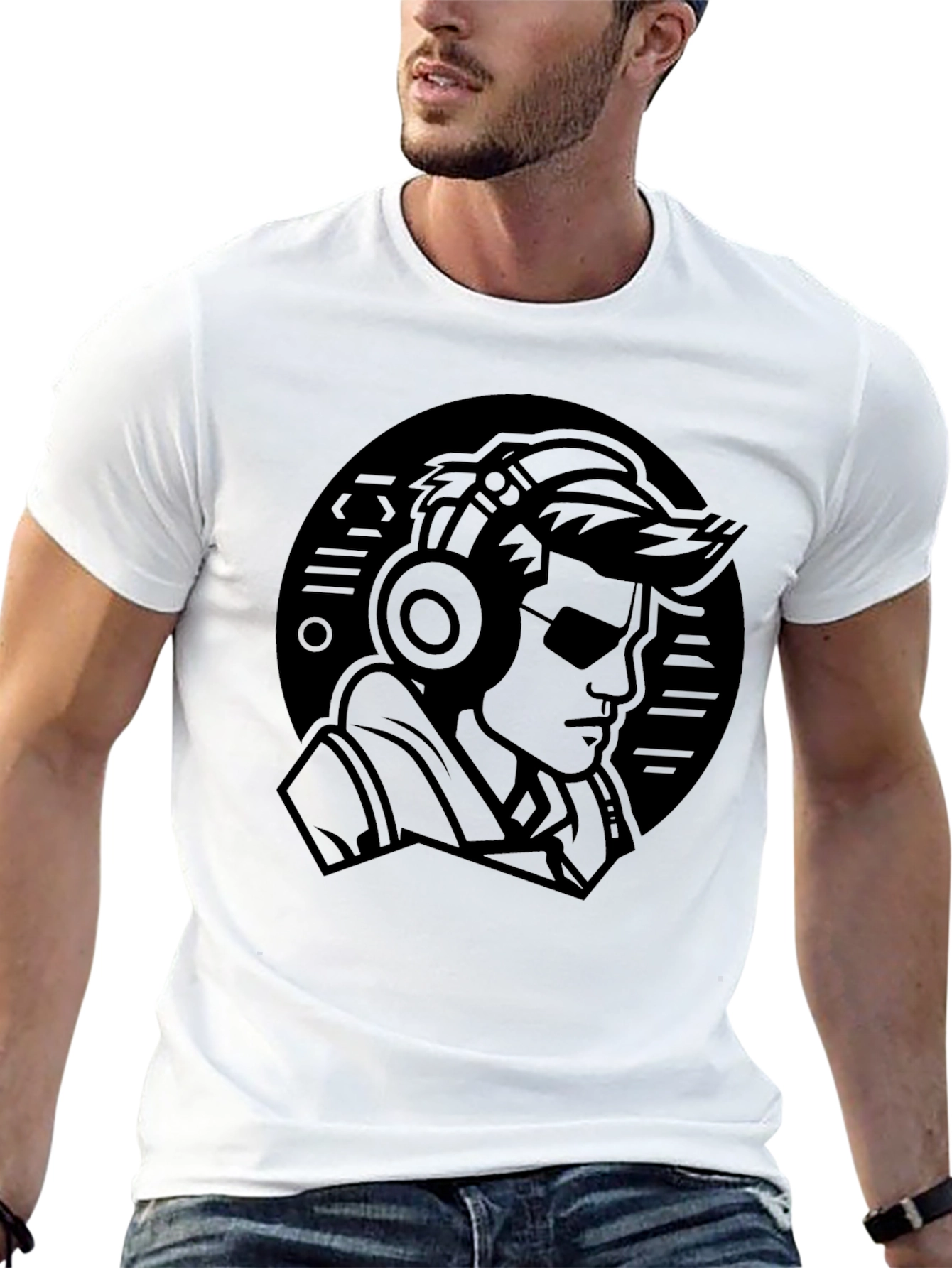 Cool DJ Graphic Tee - Black Cotton T-Shirt