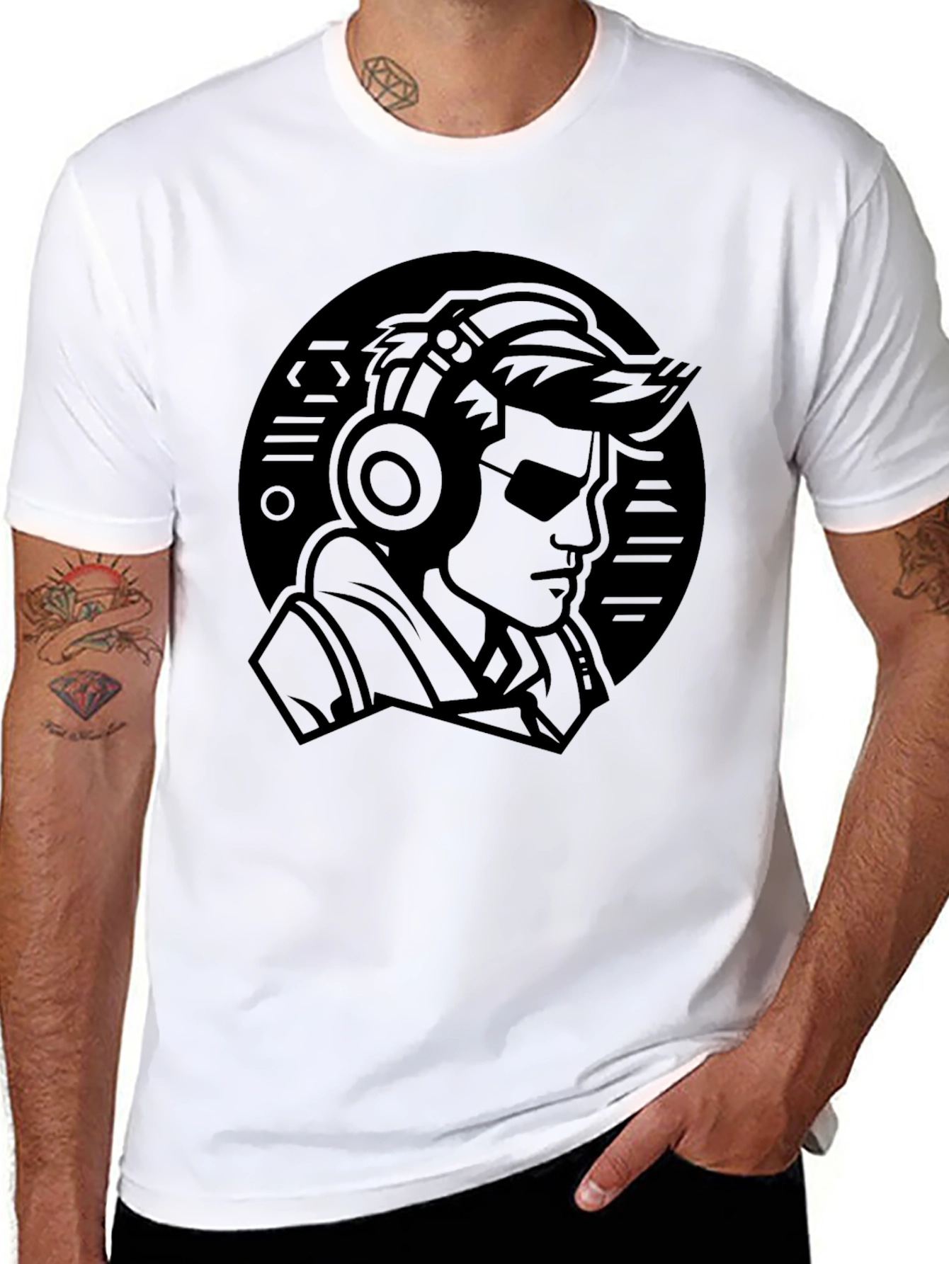 Cool DJ Graphic Tee - Black Cotton T-Shirt