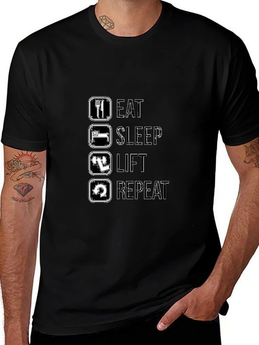 Eat Sleep Lift Repeat Black T-Shirt