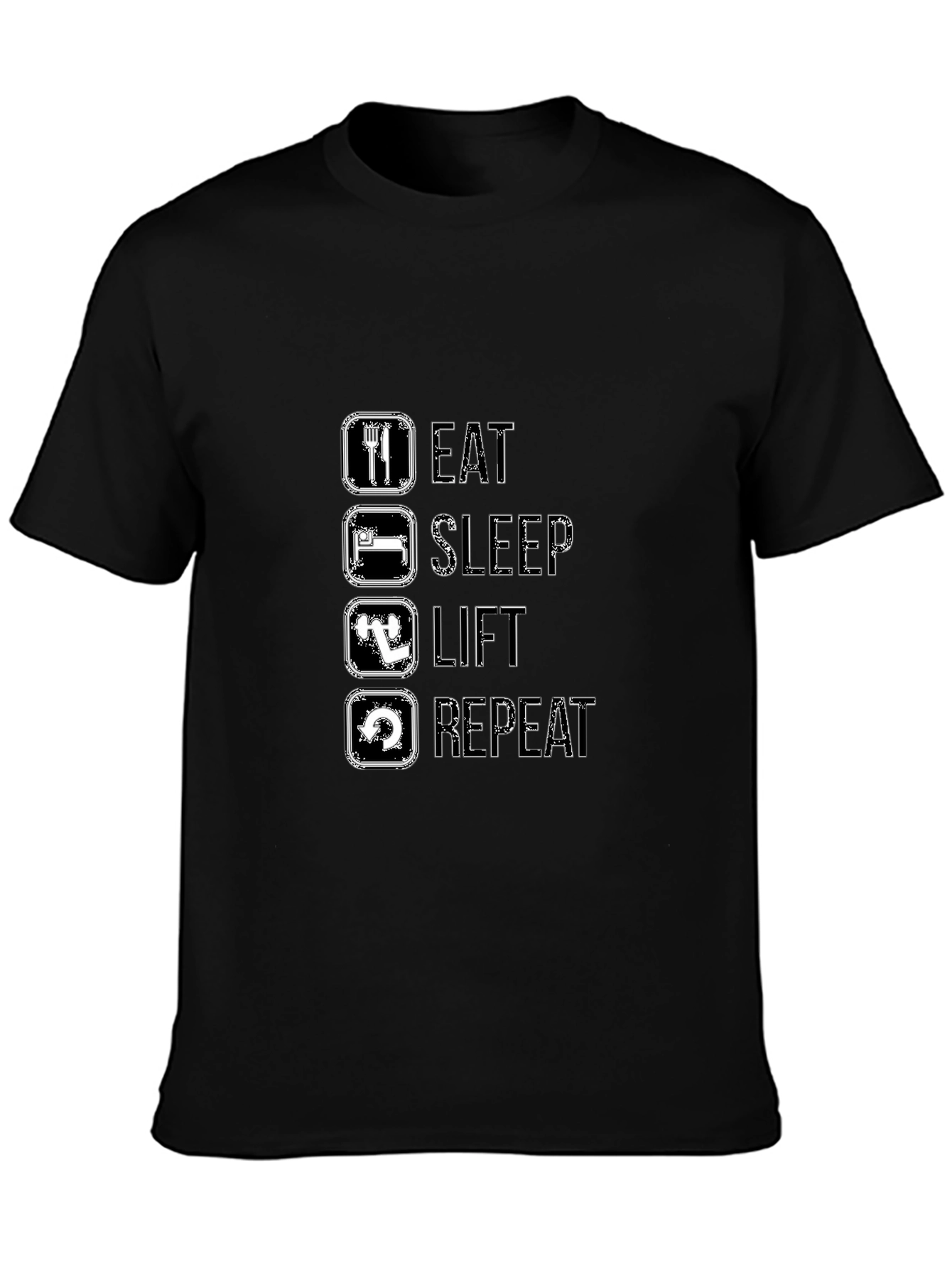 Eat Sleep Lift Repeat Black T-Shirt