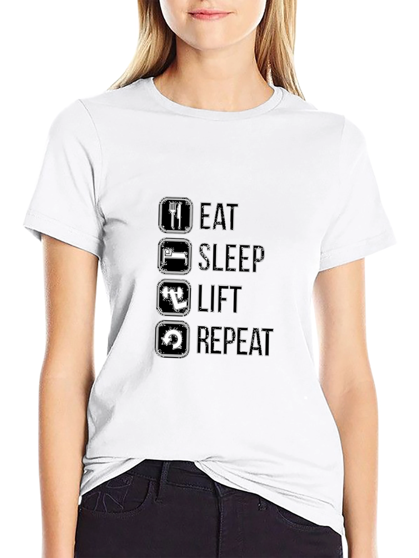 Eat Sleep Lift Repeat Black T-Shirt