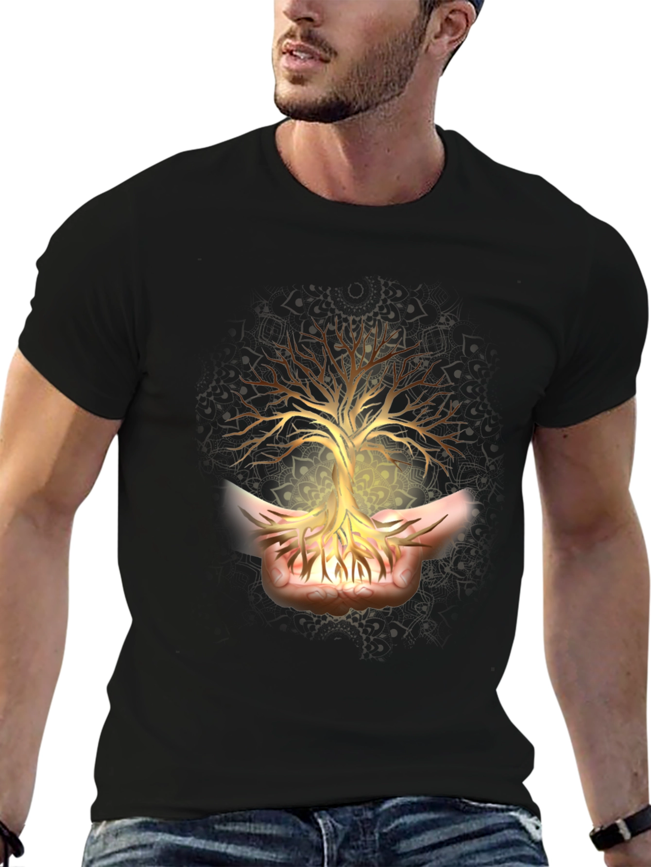Tree of Life Graphic Tee - Black Cotton Shirt