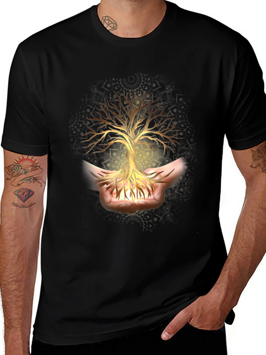 Tree of Life Graphic Tee - Black Cotton Shirt