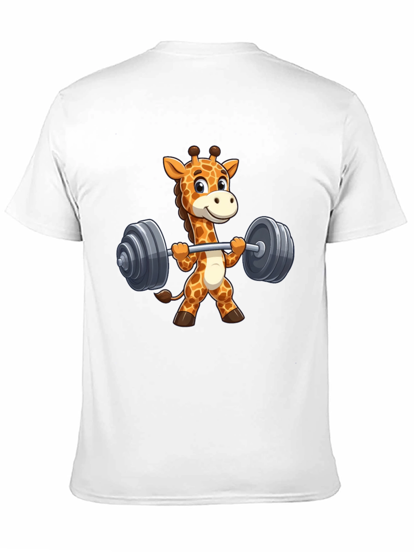 Giraffe Lifting Weights Graphic T-Shirt - Black