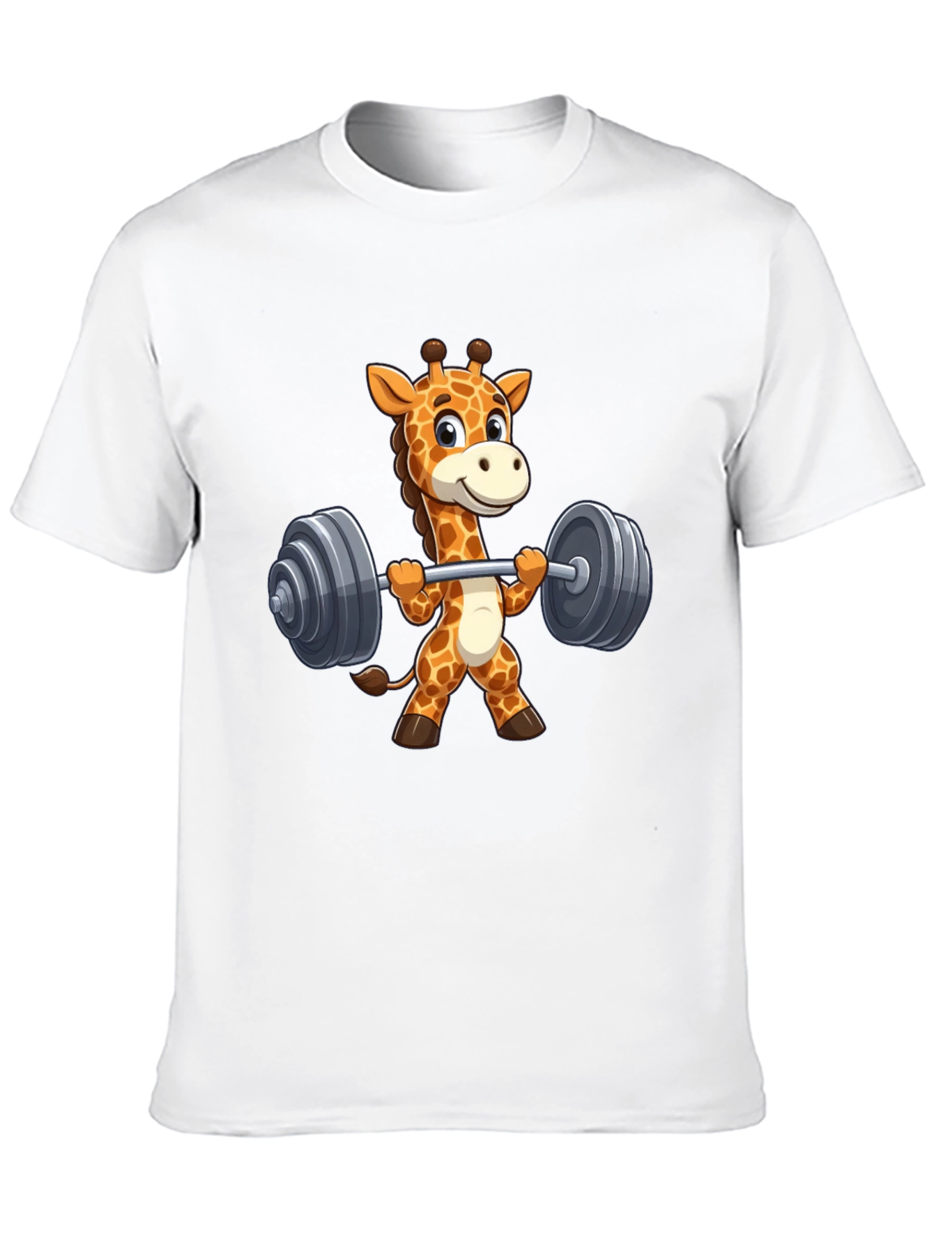 Giraffe Lifting Weights Graphic T-Shirt - Black