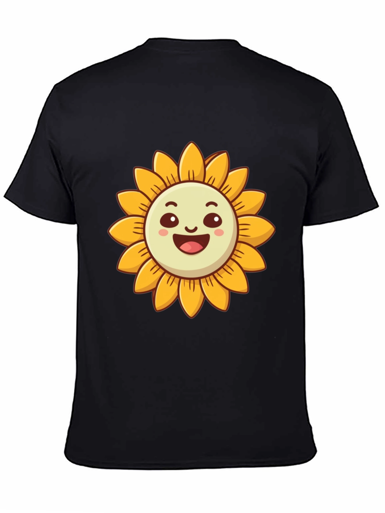 Cheerful Sunflower Graphic Tee - Black