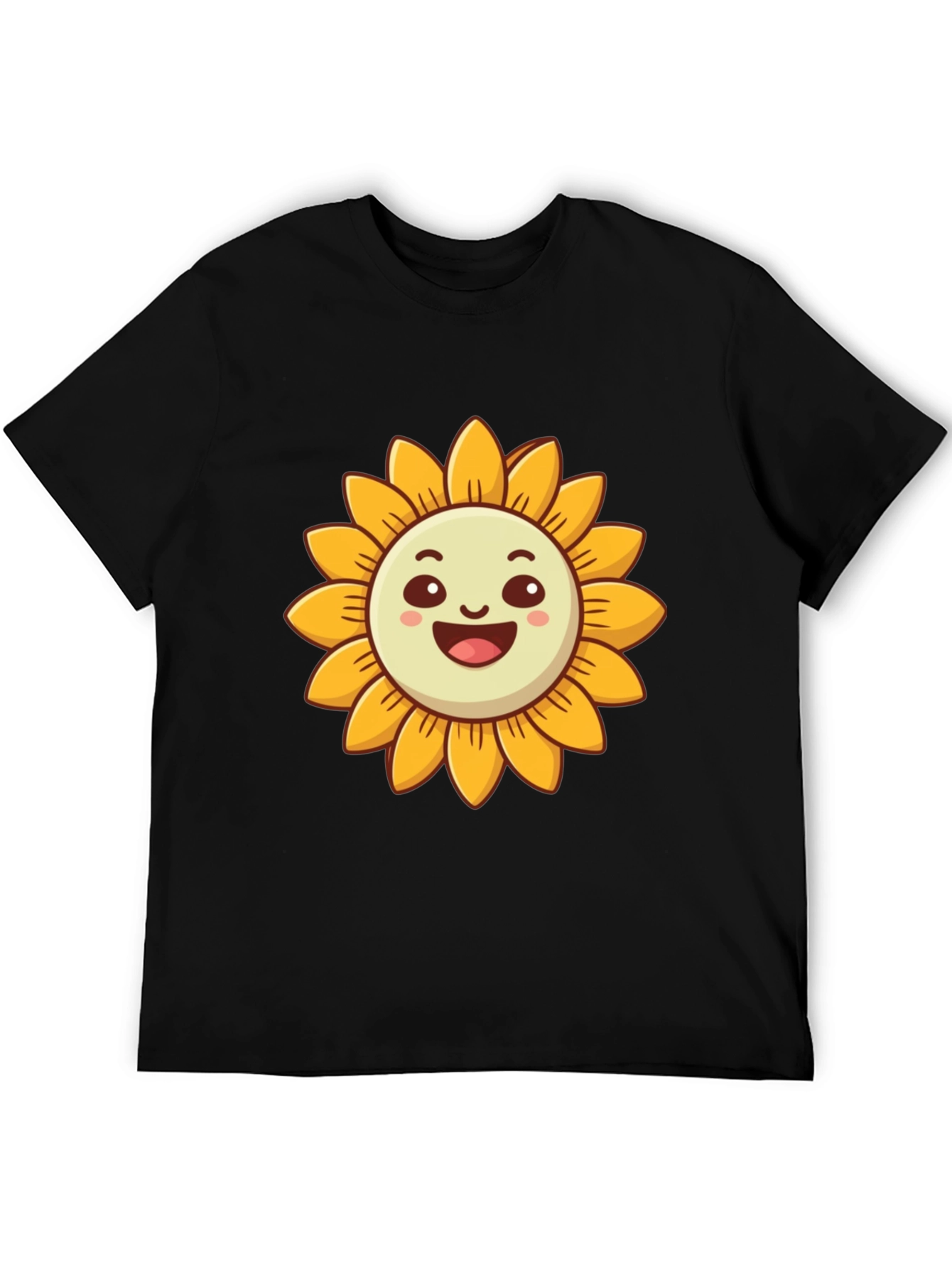 Cheerful Sunflower Graphic Tee - Black