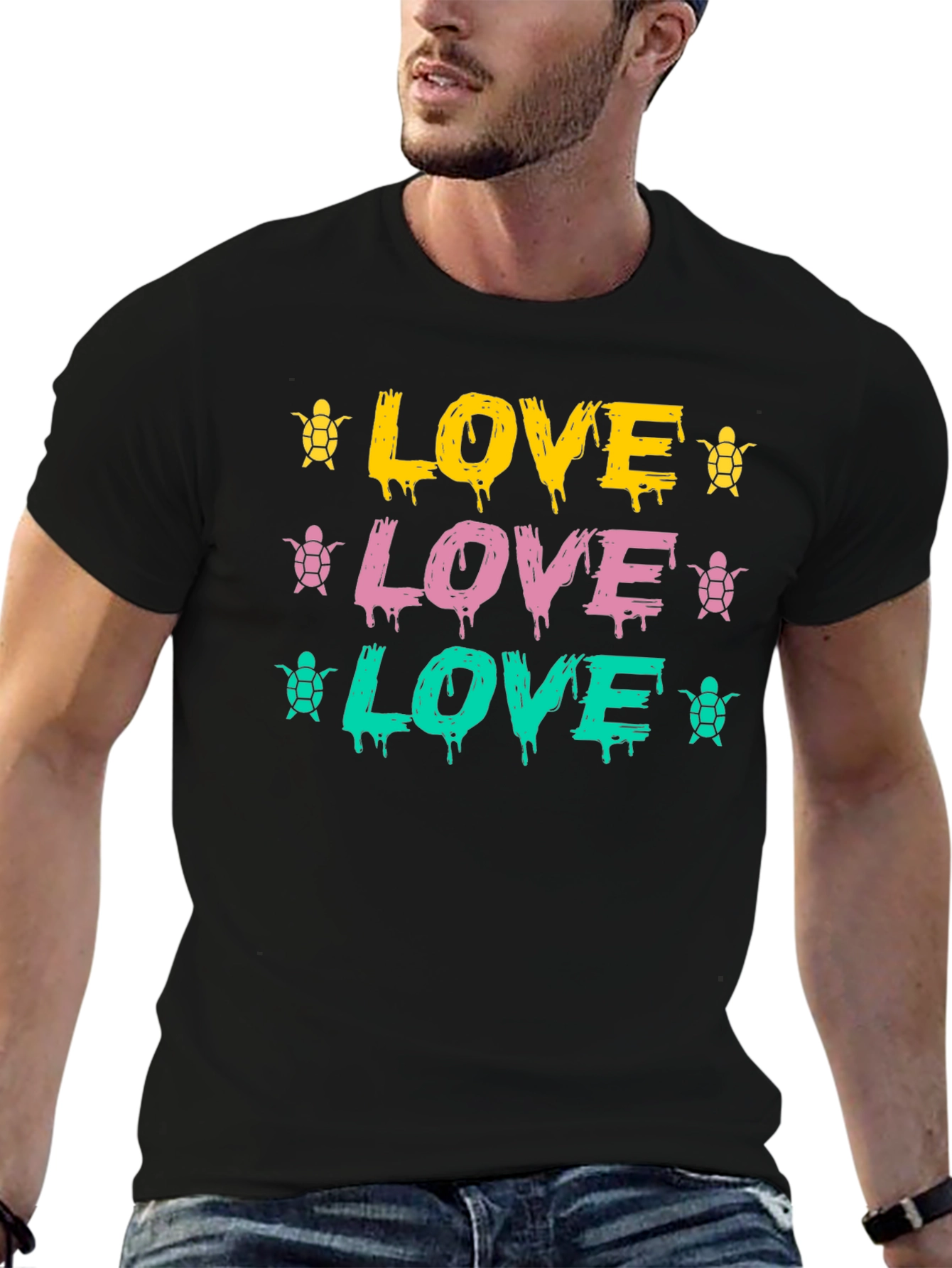 Love Turtles Graphic Tee - Black