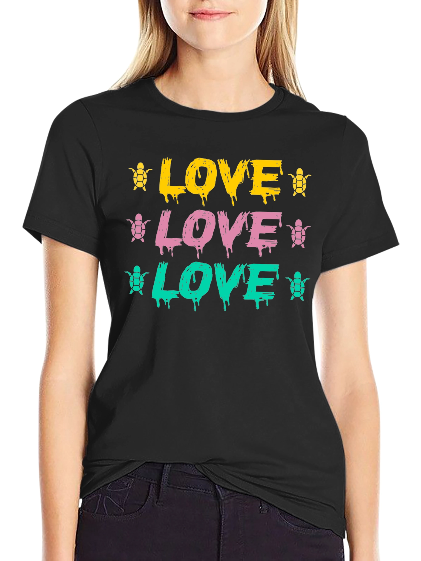 Love Turtles Graphic Tee - Black