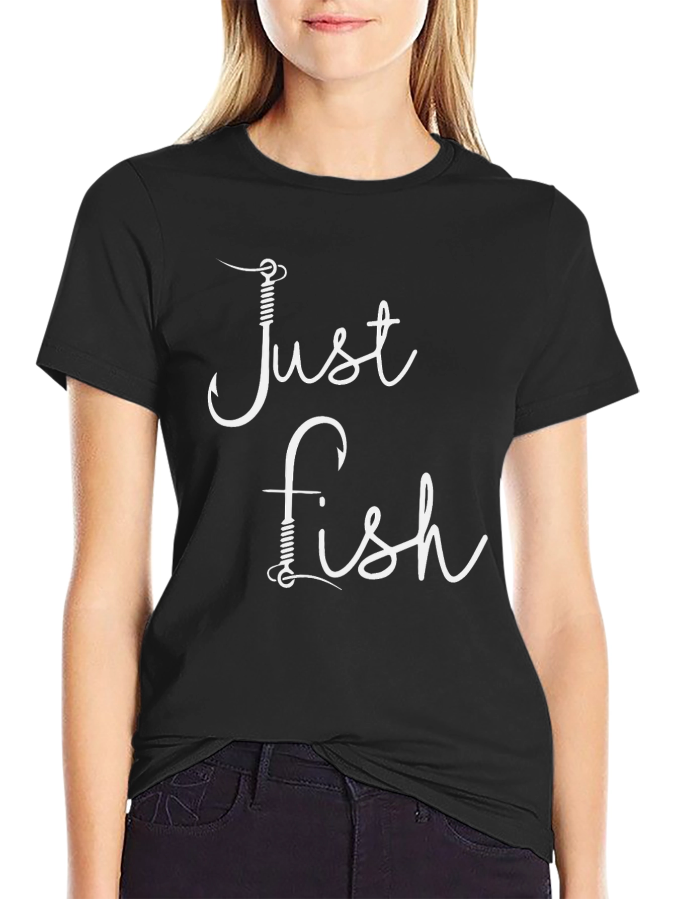 Just Fish Tee - Fishing Hook Design T-Shirt