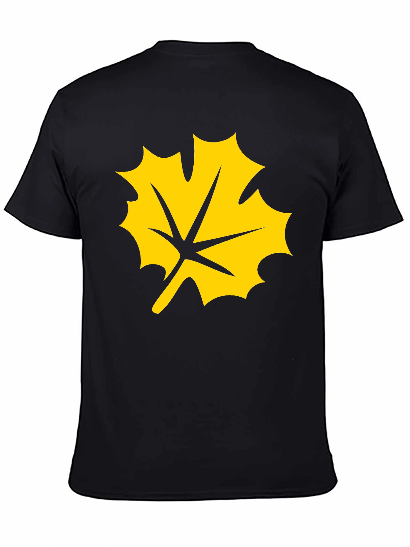 Black T-Shirt with Yellow Maple Leaf Graphic